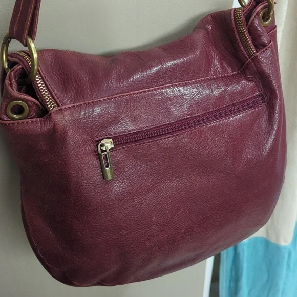 Leather Shoulder Bag Mahogany Color - Picture 6 of 8